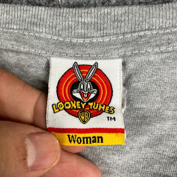 Tweety Bird T-Shirt Womens L Gray Today Is Not Your Day Graphic Looney Tunes Tee - Picture 3 of 9